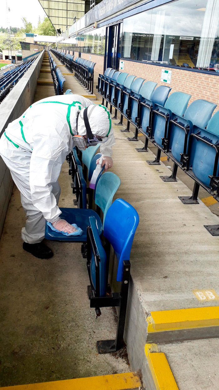 Wycombe Wanderers stadium seating cleaning by Exclusive Contract Services
